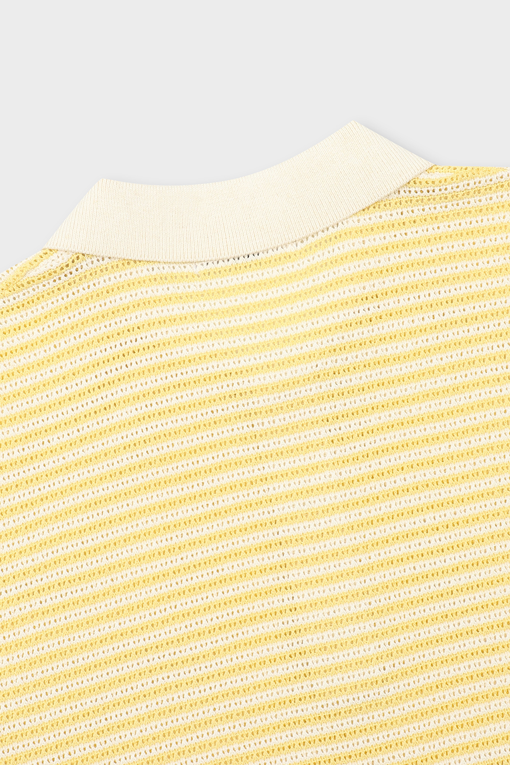 [본] 린넨 스트라이프 티에리 카라 반팔니트 옐로우