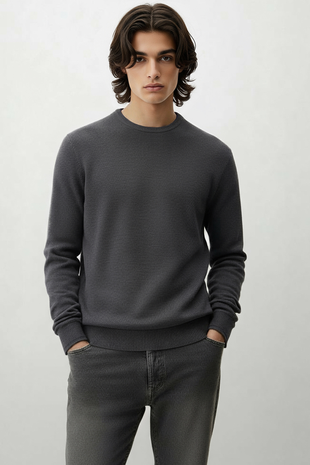 [공식몰] 크루넥 기본 니트 그레이