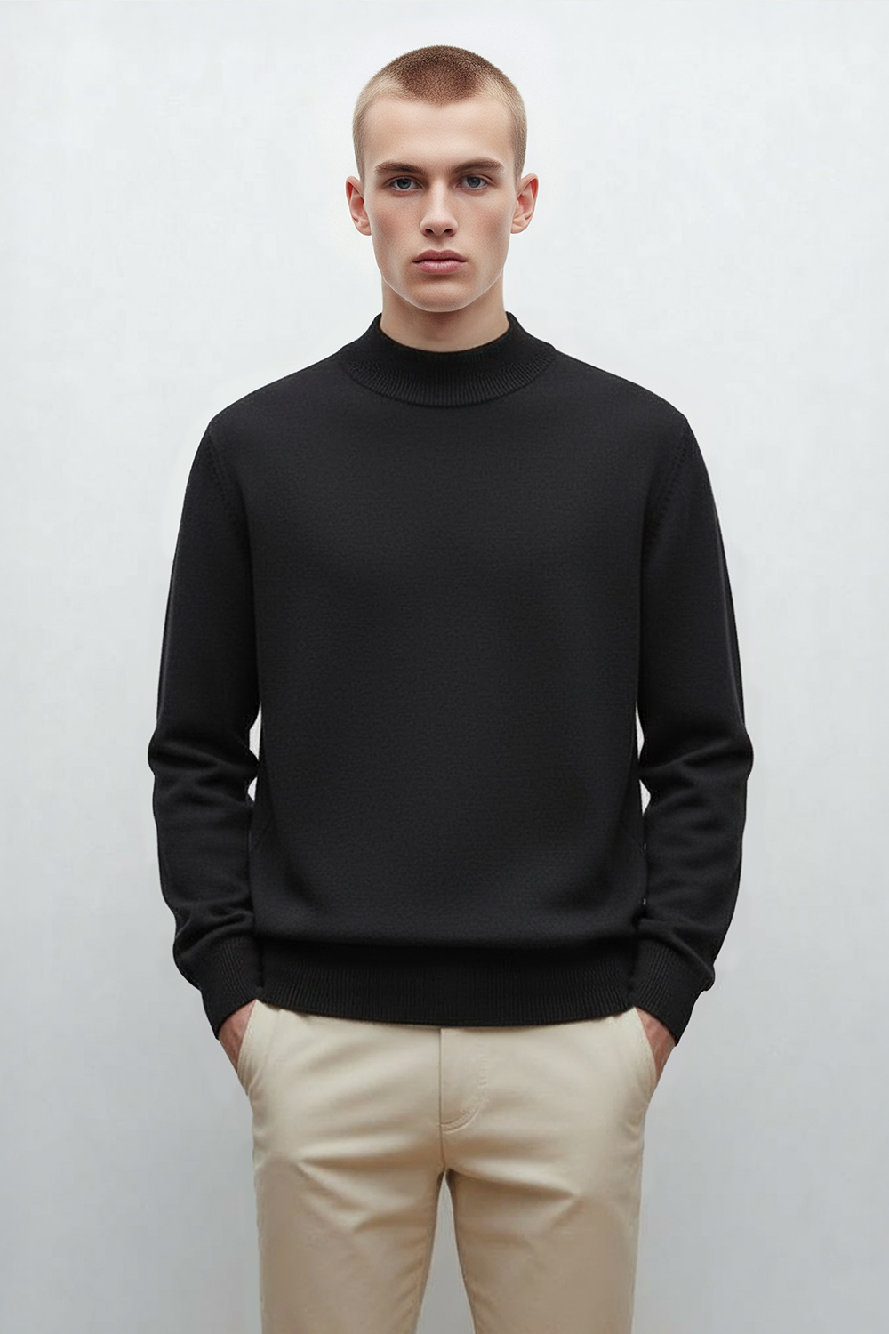 [공식몰] STANDARD 라운드 하프 터틀넥 그린