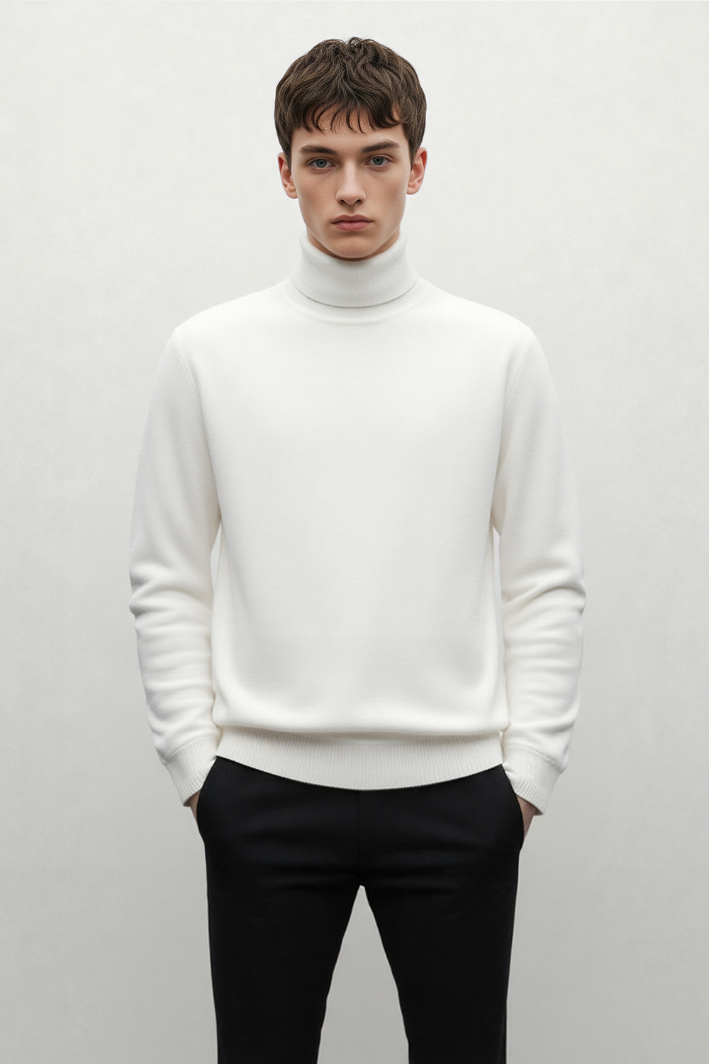 [공식몰] 캐시미어 혼방 롱 터틀넥 아이보리