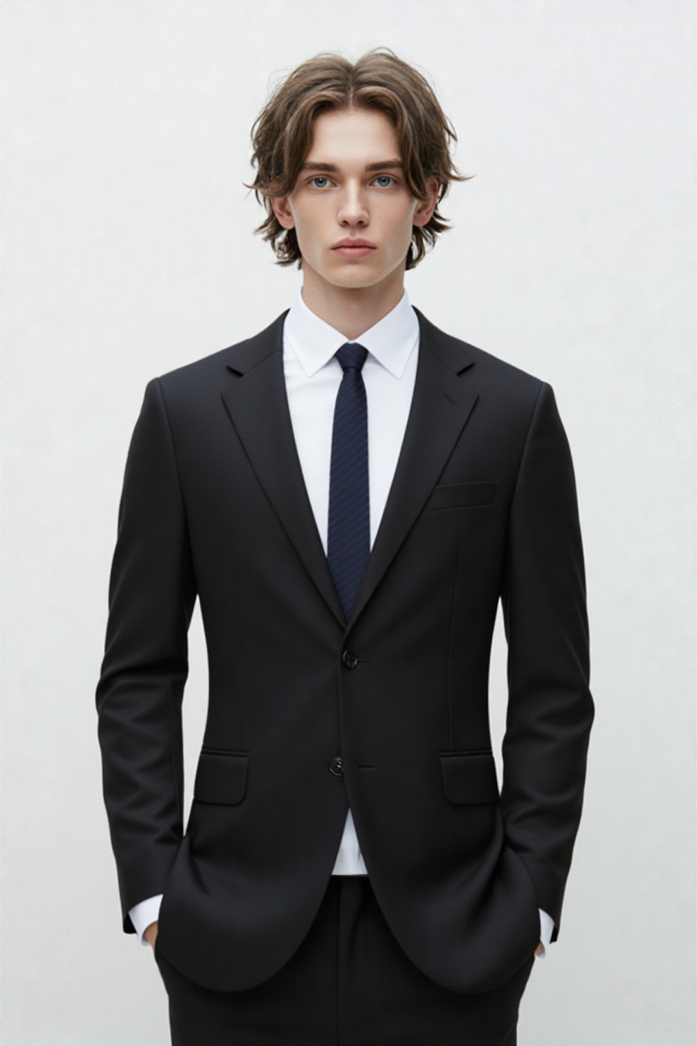 [공식몰] 울 혼방 스트레치 슈트 블랙