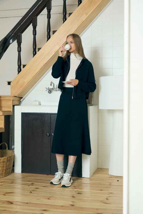 [캐리스노트] 캐시미어 블렌드 니트 스커트 블랙