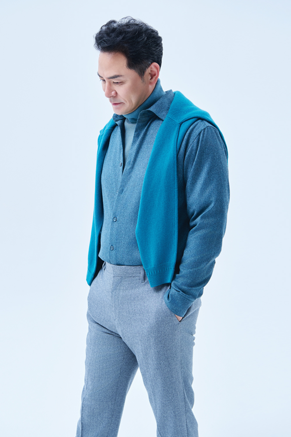 [선물포장][예작] 리브 조직 터틀넥 니트 민트