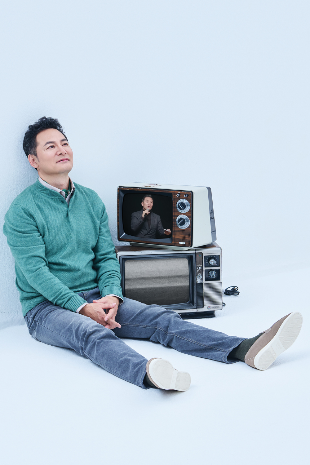 [공식몰] 헨리넥 버튼 니트 그린