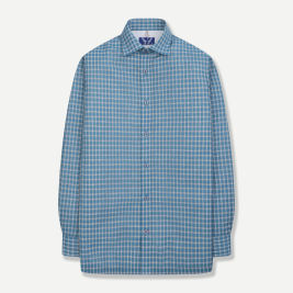 클래식 윈도우 체크 프린트 셔츠 블루 YJESUA589BL