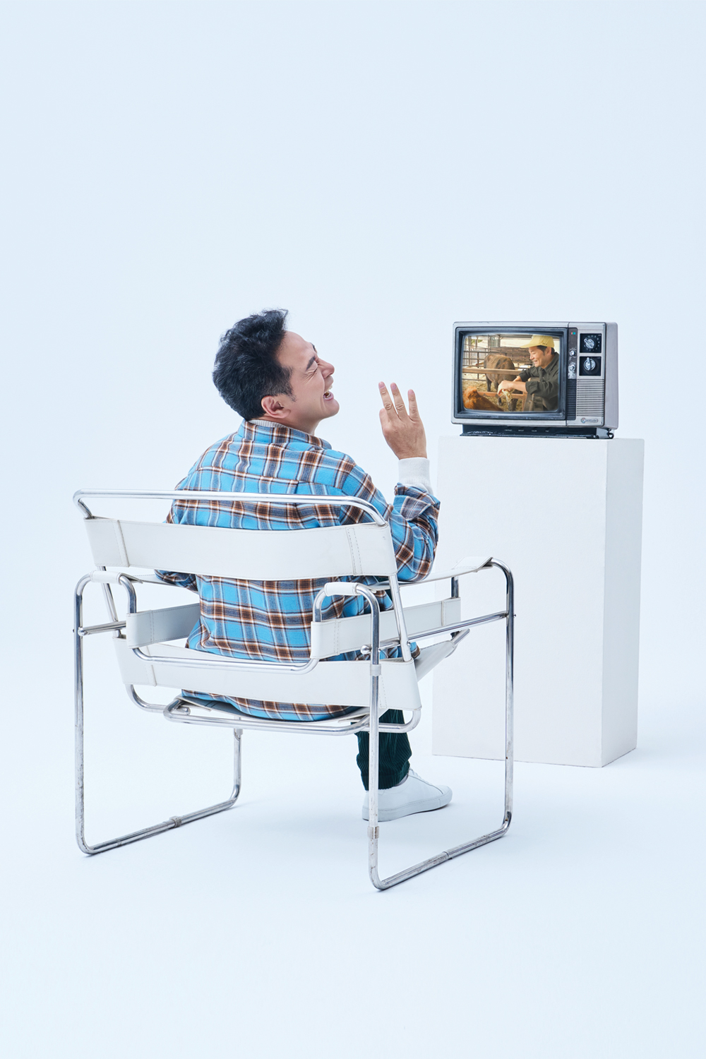 [선물포장][예작] 브러시드 체크 플란넬 프린트 셔츠 블루