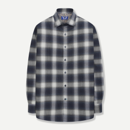 브러시드 체크 플란넬 프린트 셔츠 다크네이비 YJEWUA753DN