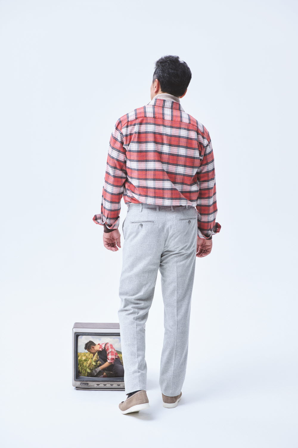 [선물포장][예작] 브러시드 체크 플란넬 프린트 셔츠 레드