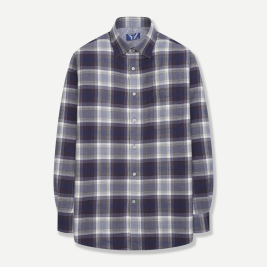 브러시드 체크 모 블렌드 프린트 셔츠 바이올렛 YJEWUA750VI