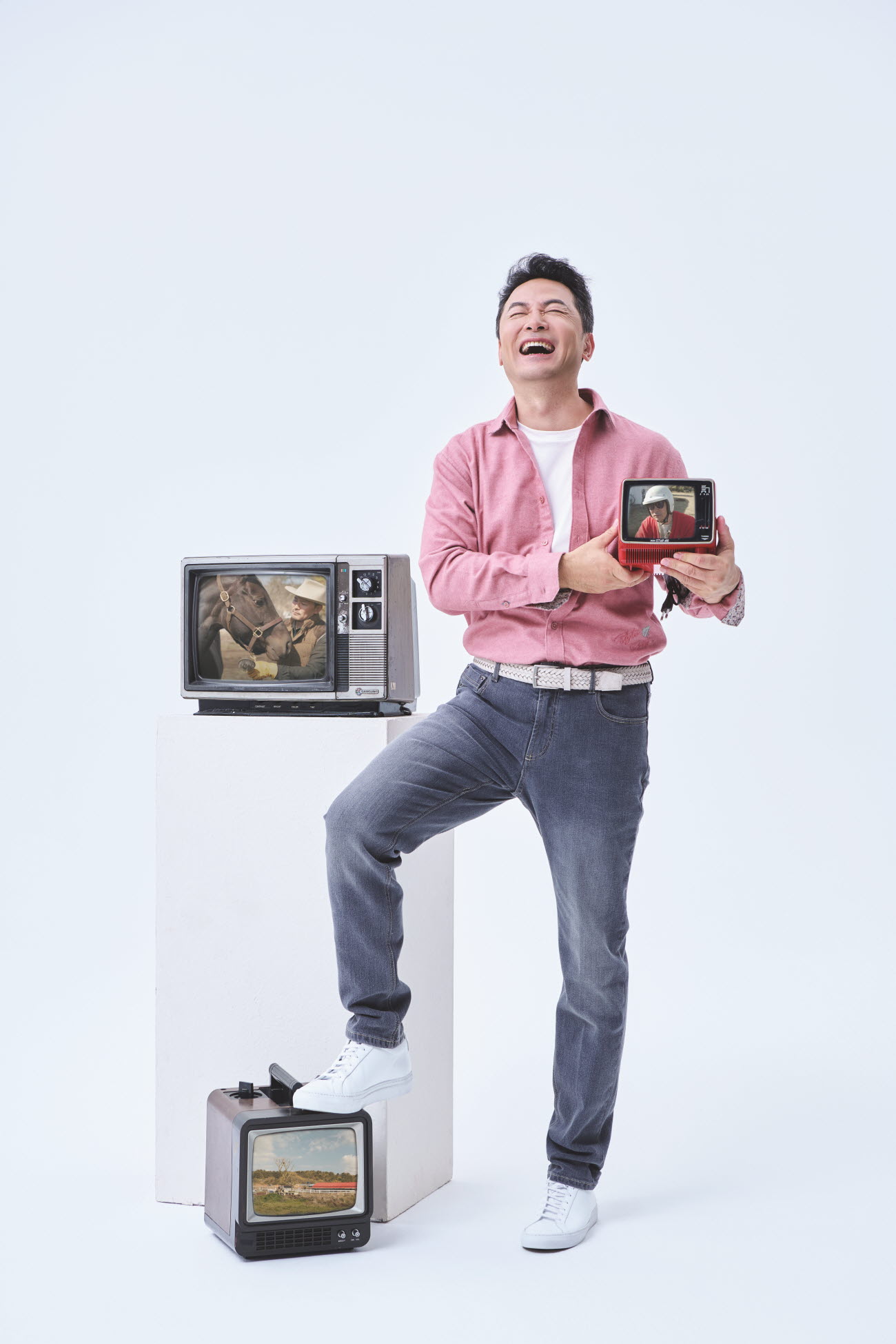 [선물포장][예작] 모 블렌드 자수포인트 옥스포드 프린트 셔츠 핑크