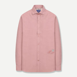 모 블렌드 자수포인트 옥스포드 프린트 셔츠 핑크 YJEWUA745PI
