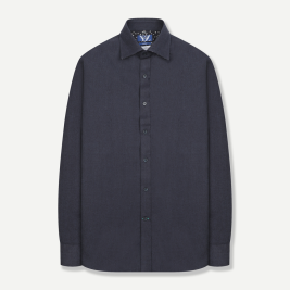 모 블렌드 솔리드 옥스포드 프린트 셔츠 네이비 YJEWUA740NY