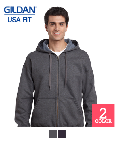 「GILDAN 18700 USA FIT」 베이직 기모후드집업 (270g)