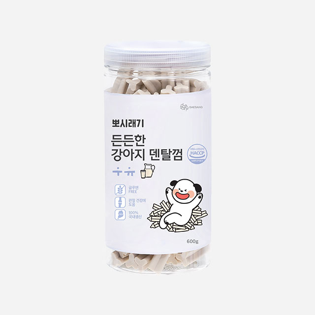 뽀시래기 든든한 강아지 관절케어 대용량 덴탈껌 우유 600g
