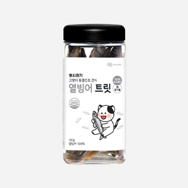 뽀시래기 고양이 동결건조 간식 대용량 열빙어 큐브 트릿 130g