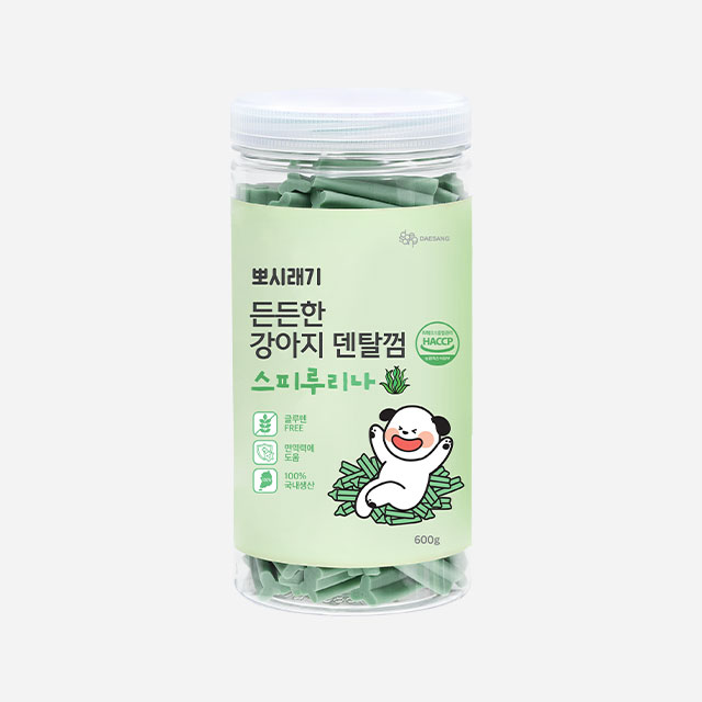뽀시래기 든든한 강아지 구강케어 대용량 덴탈껌 스피루리나 600g