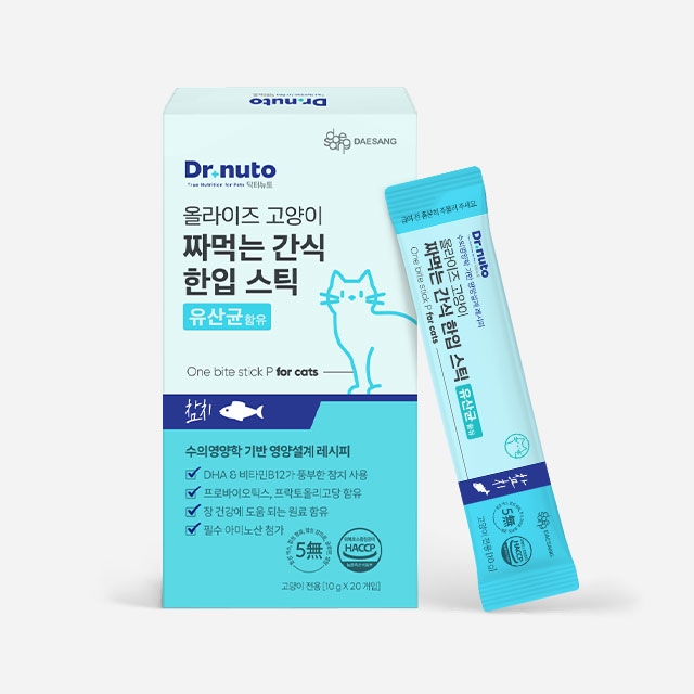 닥터뉴토 올라이즈 고양이 짜먹는 간식 한입 스틱 유산균 참치 20개입
