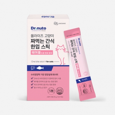 닥터뉴토 올라이즈 고양이 짜먹는 간식 한입 스틱 헤어볼 참치 20개입
