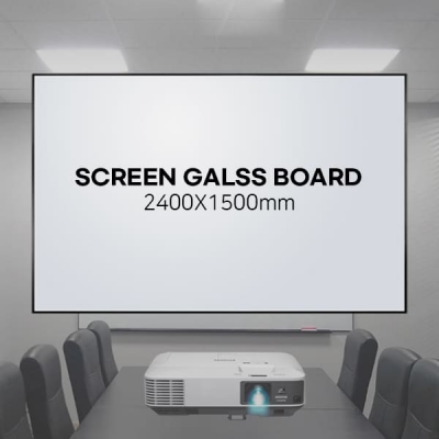 스크린유리칠판/빔프로젝터 스크린 겸용 프로빔글래스보드 (2400x1500mm) V2415