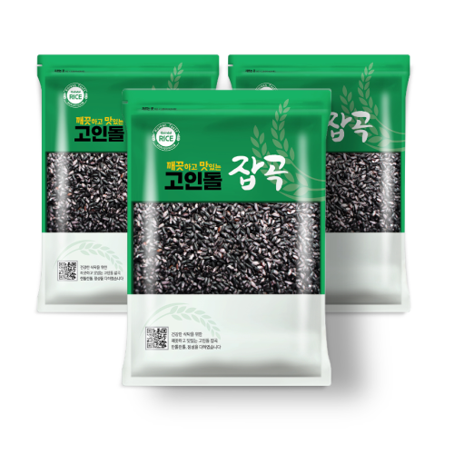고인돌잡곡 국내산 검정쌀 깐찰흑미 1kg+1kg+1kg