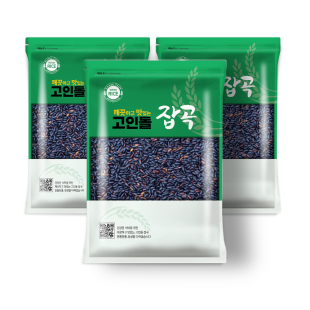 고인돌잡곡 국내산 찰흑미 흑미쌀 1kg+1kg+1kg