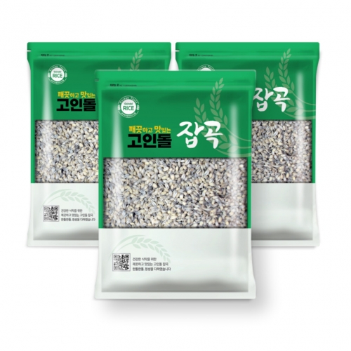 고인돌잡곡 3kg(1kgx3개) 흑보리쌀 검정보리 국내산