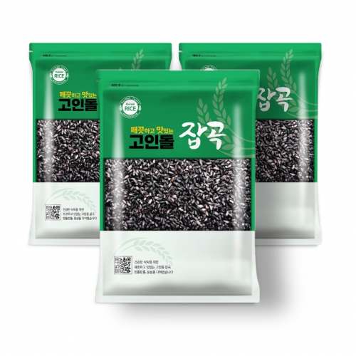 고인돌잡곡 강화산 김성호 깐찰흑미 깐흑미 깐검정쌀 3kg (1kg 3개)