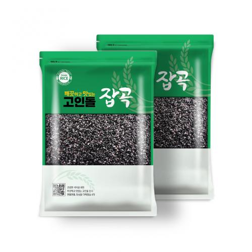 고인돌잡곡 강화산 김성호 깐찰흑미 깐흑미 깐검정쌀 2kg (1kg 2개)