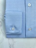 연블루 사각형 패턴 코튼 셔츠