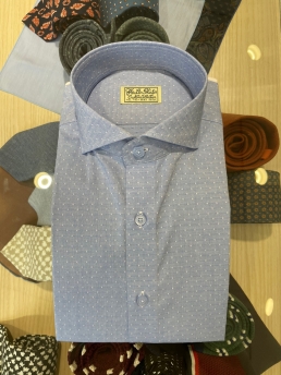 LIGHT BLUE DOTTED PATTERN SHIRT