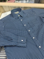 민트 블루 도트 패턴 셔츠