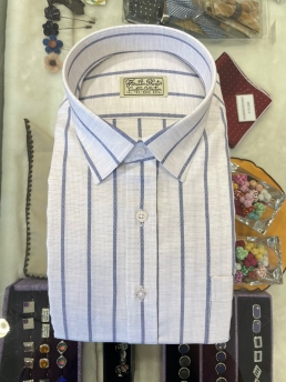 SUMMER COTTON BLUE STRIPES SHIRT