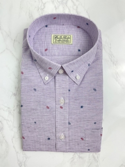 SUMMER PURPLE LEAF PATTERN SHIRT