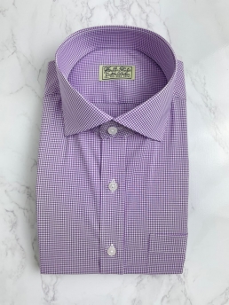 LIGHT PURPLE GINGHAM STRETCHY SHIRT