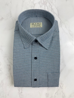 F/W BLUE HOUNDSTOOTH CHECKERED SHIRT