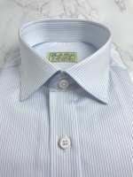 MIX FABRIC LIGHT BLUE STRIPES SHIRT