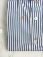 MOOSE EMBROIDERY STRIPES SHIRT
