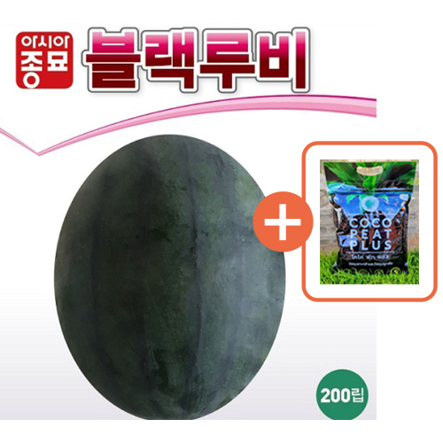 아시아종묘 씨앗 수박 블랙루비 10립 + 코코피트 플러스 5L