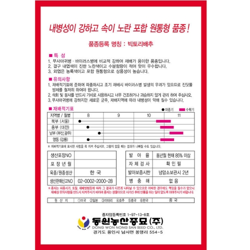 CR 빅토리 배추씨앗 500립 김장배추씨 종자 씨알배추