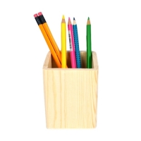 사각 원목 나무 연필꽂이 연필통 펜통
