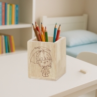 프리미엄 나무 연필꽂이 우드 원목 캐릭터 펜꽂이 1칸/2칸 레이져 각인가능(디자인선택 12종) 드림아이스토어