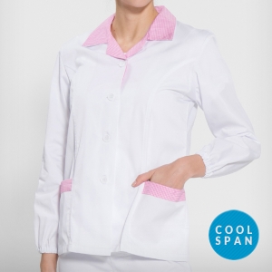긴팔 TC45수 쿨스판 위생복 셔츠(여성용) /핑크체크(FS-120)