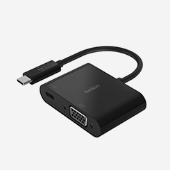 [벨킨공식수입원] USB-C to VGA + USB-C 충전 60W PD 듀얼 젠더 HD 디스플레이 AVC001bt