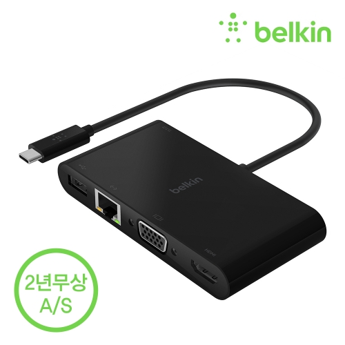 [벨킨공식수입원] C타입 멀티 허브 100W 충전 어댑터 이더넷 VGA 4K HDMI 맥북 윈도우 호환 AVC004bt