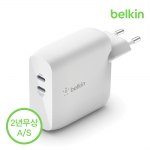 [벨킨공식수입원] 부스트업 68W 듀얼 USB-C GaN 고속 충전기 50W+18W 맥북 아이패드 프로 충전 WCH003kr