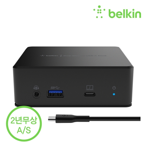 [벨킨공식수입원] USB-C타입 듀얼 디스플레이 도킹스테이션 멀티허브 듀얼모니터 85W 충전 HDMI 이더넷 INC002qc