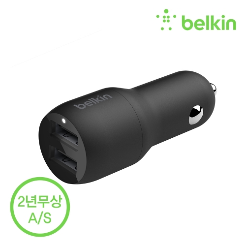 [벨킨공식수입원] 부스트업 24W 듀얼 USB-A 차량용 충전기 시거잭 CCB001bt