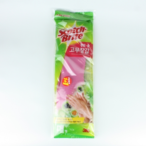 [1+1] 3M 스카치브라이트 황토 숯 고무장갑 핑크 (대)