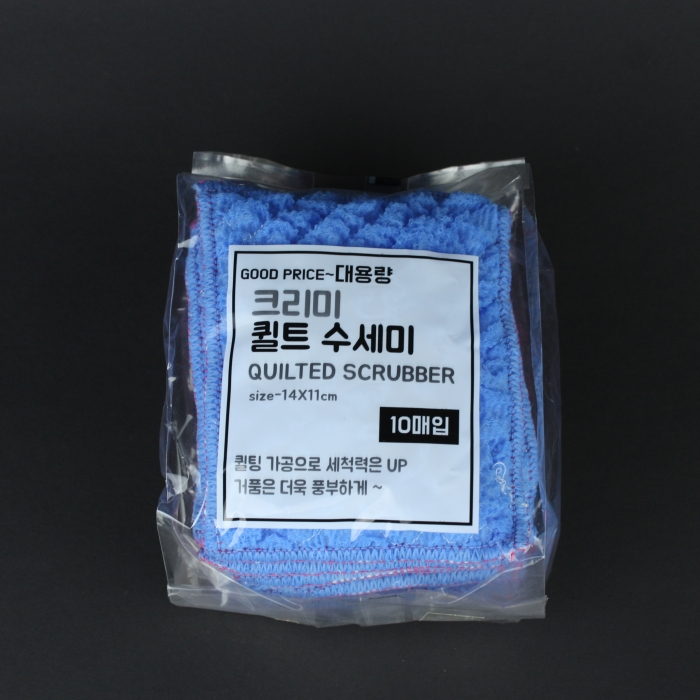 [박스] 크리미 퀼트 수세미 400매입 (분홍+파랑)
