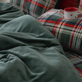 [초끈홈]킬트체크 극세사 이불/베개/패드세트